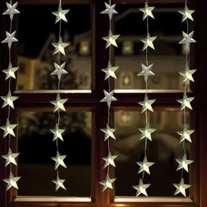 Lichtervorhang mit Sternornamenten und 40 warmweißen LEDs Direktkauf